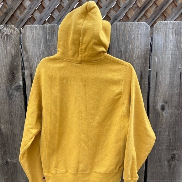 Women's Champion Sweatshirt Yellow Spell-Out Triple S Cotton Reverse Weave - Picture 8 of 12